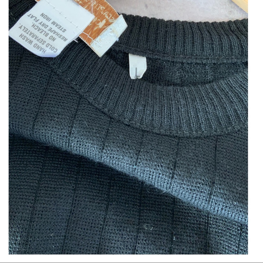 100% ITALIAN WOOL NORM THOMPSON RICH BLACK CREW NECK SWEATER - LRG - Picture 8 of 11
